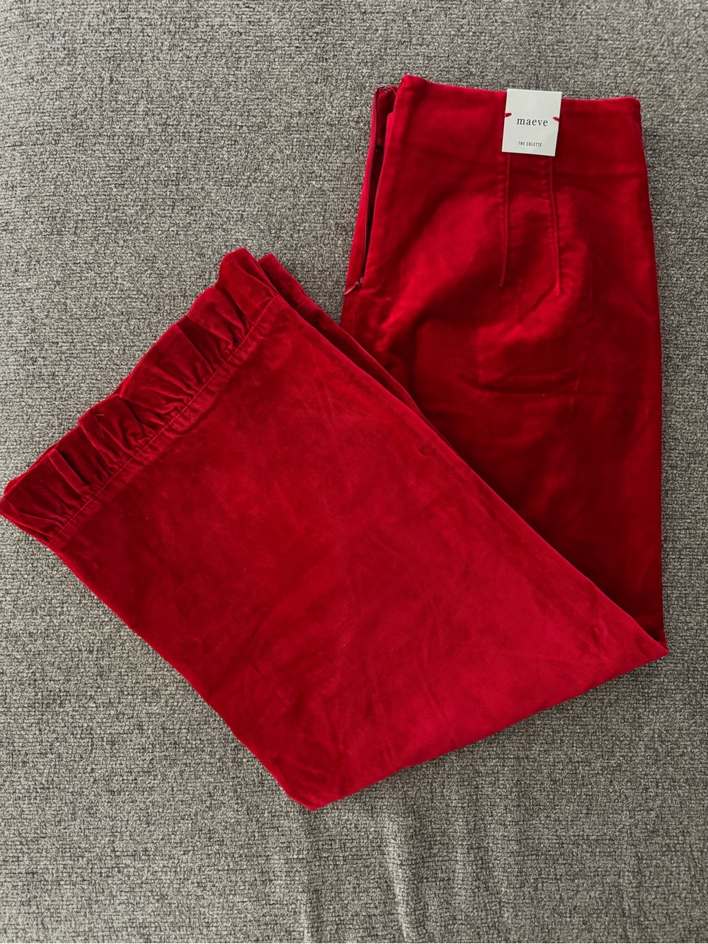 Maeve Vibrant Red Velvet Trousers